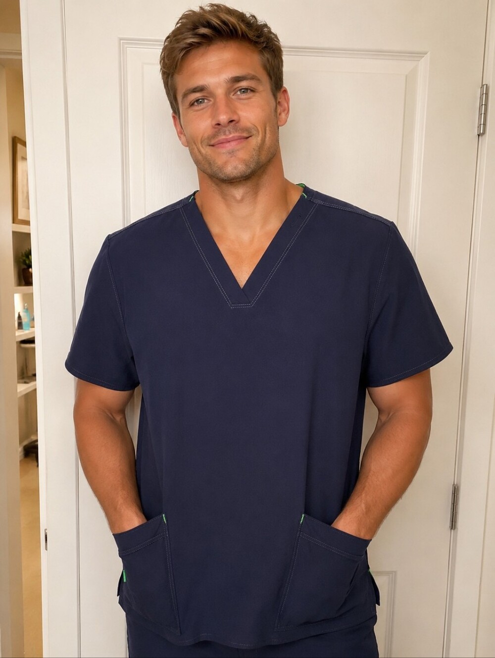 Carhartt Mens Navy Blue Force Lightweight V-Neck Scrub Top- NWOT. Mens 3XL